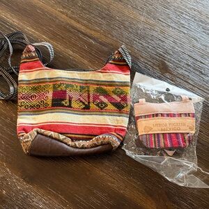 Peruvian Connection Multicolor Woven Bag and small coin bag  2 items